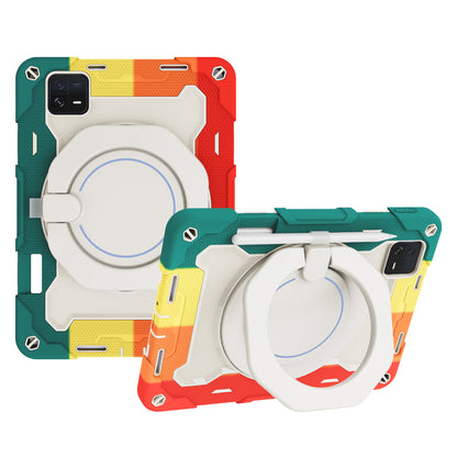 For Xiaomi Pad 6 PC + Silicone Protective Cover 360-degree Rotary Kickstand Drop-proof Tablet Case