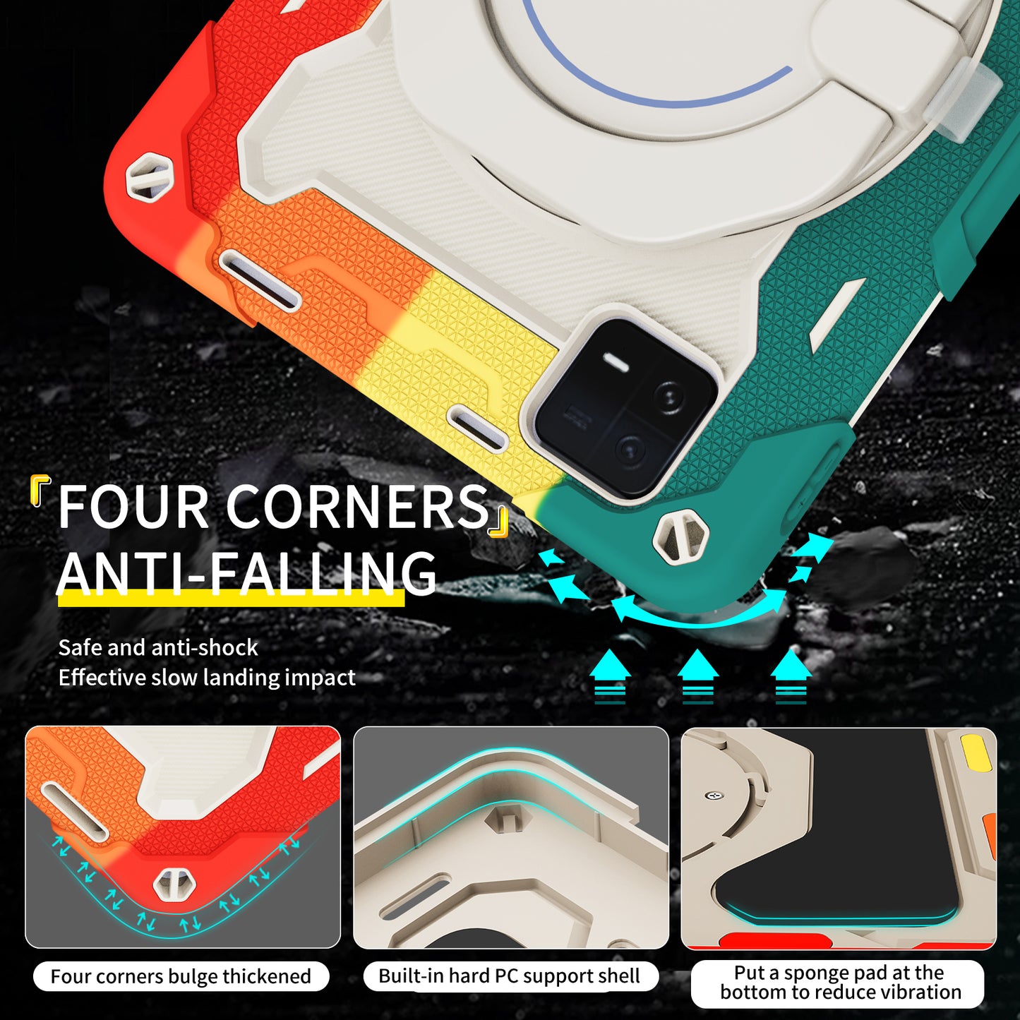 For Xiaomi Pad 6 PC + Silicone Protective Cover 360-degree Rotary Kickstand Drop-proof Tablet Case