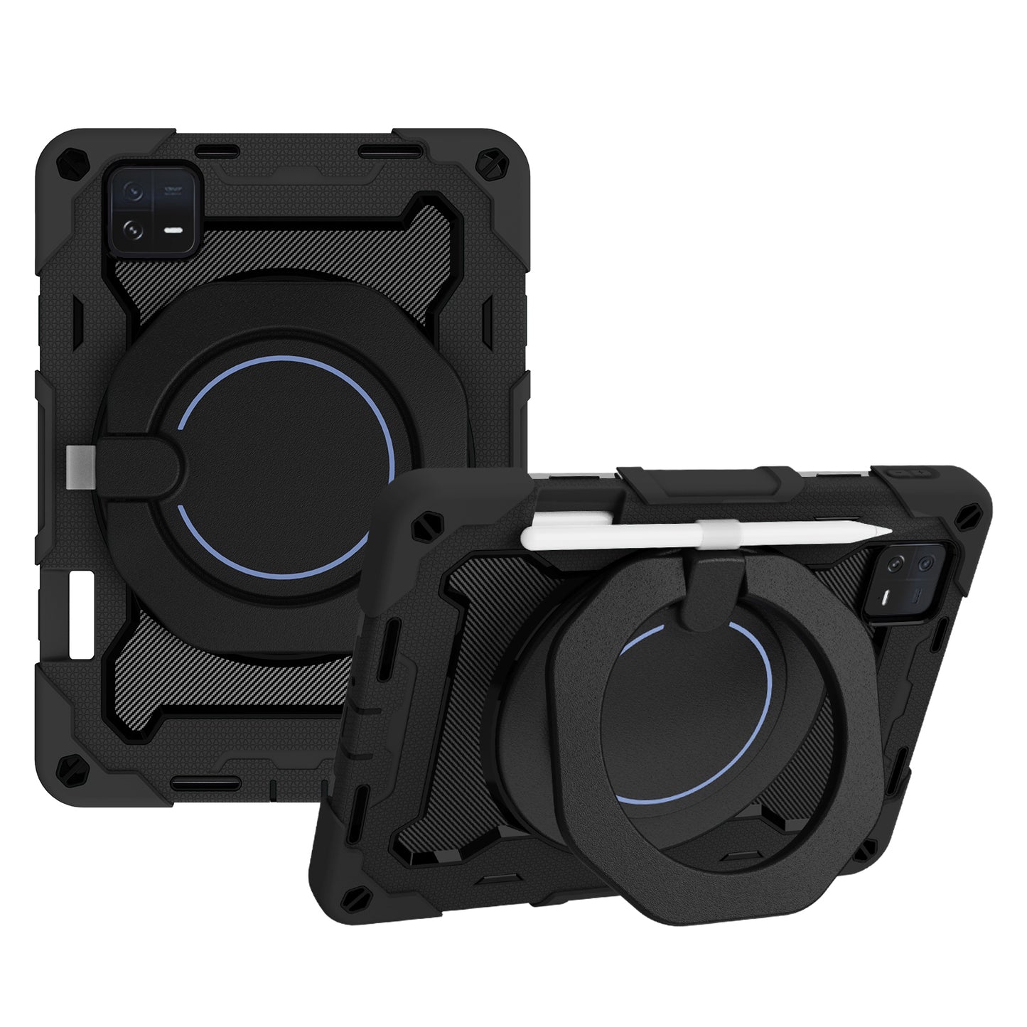 For Xiaomi Pad 6 PC + Silicone Protective Cover 360-degree Rotary Kickstand Drop-proof Tablet Case