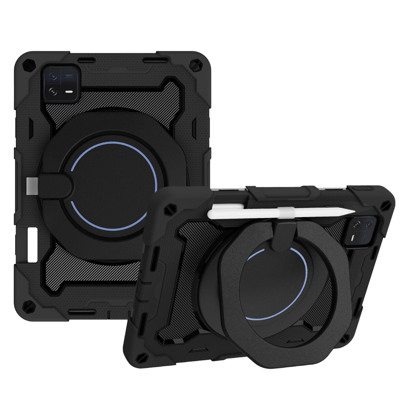 For Xiaomi Pad 6 PC + Silicone Protective Cover 360-degree Rotary Kickstand Drop-proof Tablet Case