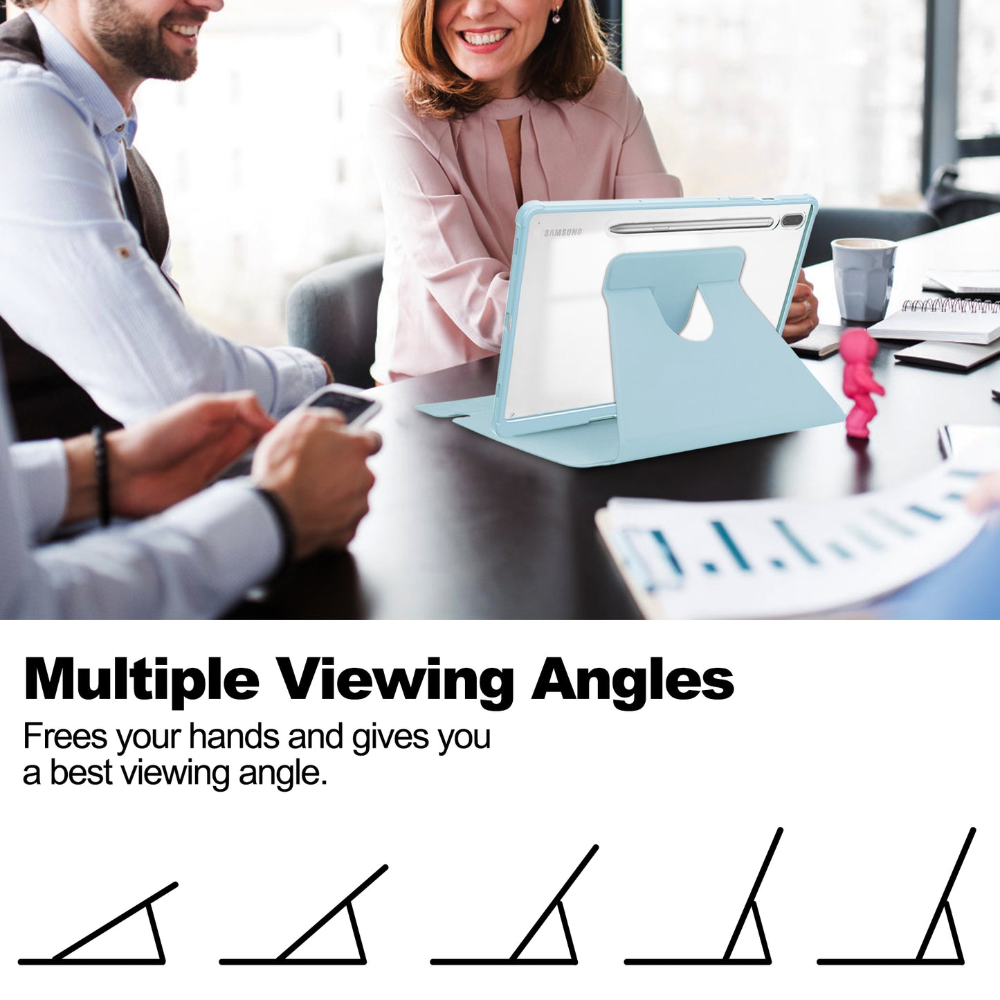 For Samsung Galaxy Tab S9 Tablet Case 360-Degree Rotating Stand Leather+Acrylic Cover with Wireless Keyboard