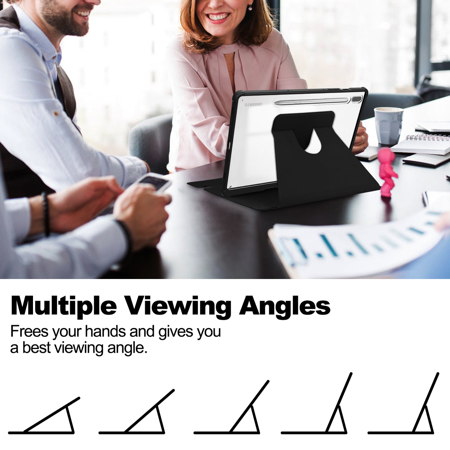 For Samsung Galaxy Tab S9 Tablet Case 360-Degree Rotating Stand Leather+Acrylic Cover with Wireless Keyboard