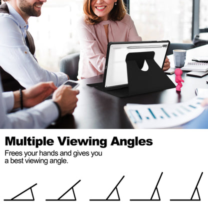 For Samsung Galaxy Tab S9 Tablet Case 360-Degree Rotating Stand Leather+Acrylic Cover with Wireless Keyboard