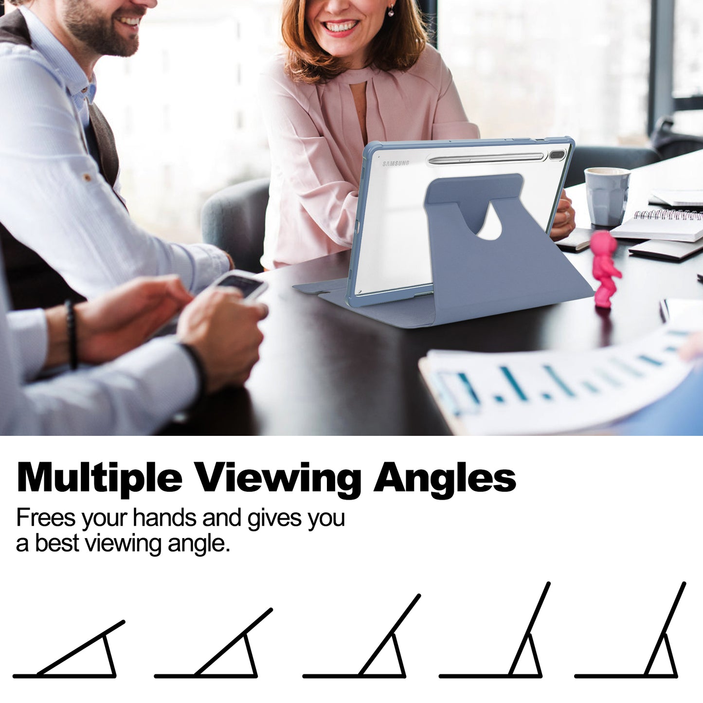 For Samsung Galaxy Tab S9 Tablet Case 360-Degree Rotating Stand Leather+Acrylic Cover with Wireless Keyboard