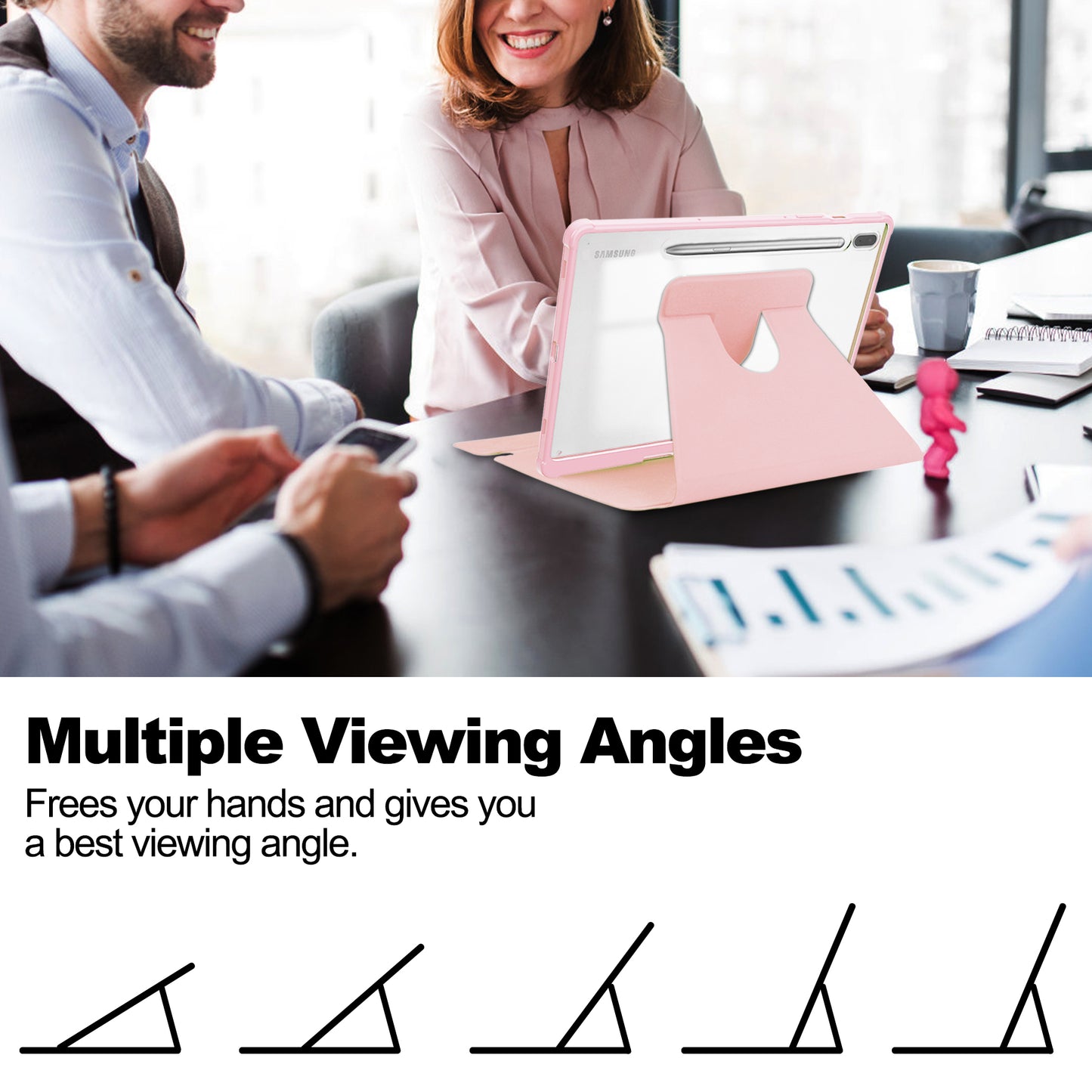 For Samsung Galaxy Tab S9 Tablet Case 360-Degree Rotating Stand Leather+Acrylic Cover with Wireless Keyboard