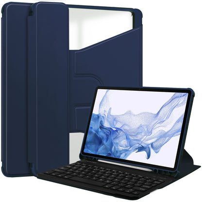 For Samsung Galaxy Tab S9 Tablet Case 360-Degree Rotating Stand Leather+Acrylic Cover with Wireless Keyboard