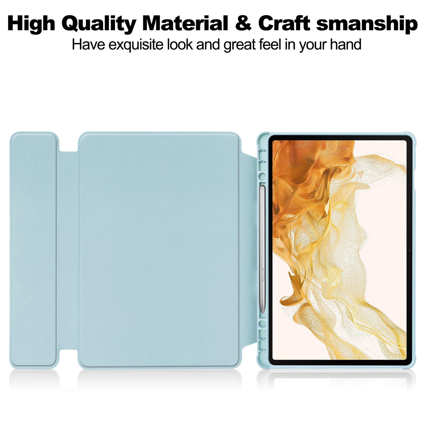 Tablet Case with Wireless Keyboard for Samsung Galaxy Tab S9+ , 360-Degree Rotating Stand PU Leather+Acrylic Cover