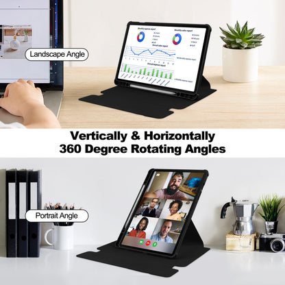 Tablet Case with Wireless Keyboard for Samsung Galaxy Tab S9+ , 360-Degree Rotating Stand PU Leather+Acrylic Cover