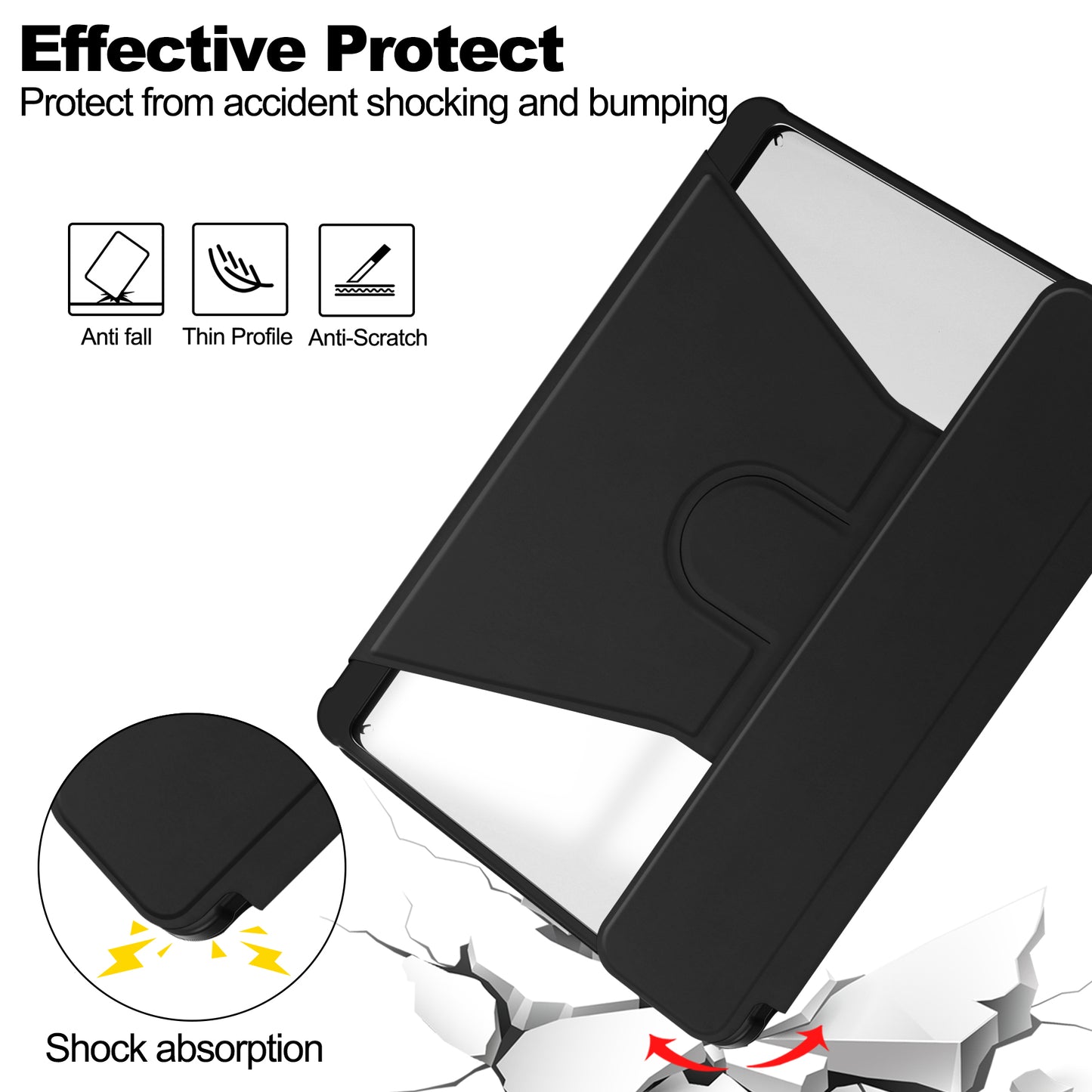 Tablet Case with Wireless Keyboard for Samsung Galaxy Tab S9+ , 360-Degree Rotating Stand PU Leather+Acrylic Cover