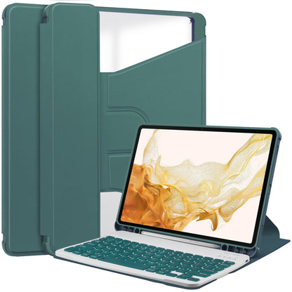Tablet Case with Wireless Keyboard for Samsung Galaxy Tab S9+ , 360-Degree Rotating Stand PU Leather+Acrylic Cover