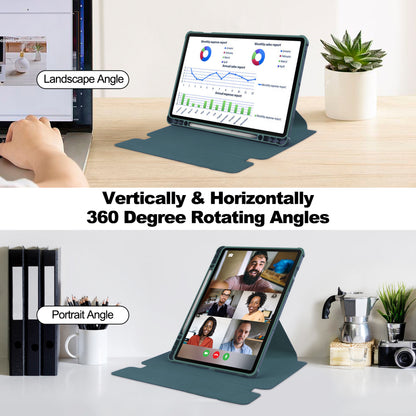 Tablet Case with Wireless Keyboard for Samsung Galaxy Tab S9+ , 360-Degree Rotating Stand PU Leather+Acrylic Cover