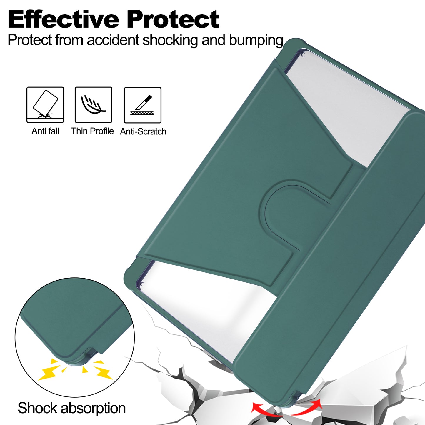 Tablet Case with Wireless Keyboard for Samsung Galaxy Tab S9+ , 360-Degree Rotating Stand PU Leather+Acrylic Cover
