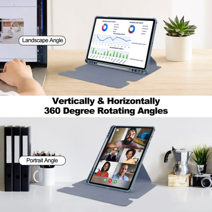 Tablet Case with Wireless Keyboard for Samsung Galaxy Tab S9+ , 360-Degree Rotating Stand PU Leather+Acrylic Cover