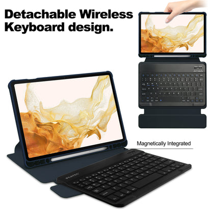 Tablet Case with Wireless Keyboard for Samsung Galaxy Tab S9+ , 360-Degree Rotating Stand PU Leather+Acrylic Cover