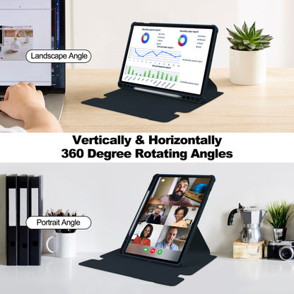 Tablet Case with Wireless Keyboard for Samsung Galaxy Tab S9+ , 360-Degree Rotating Stand PU Leather+Acrylic Cover