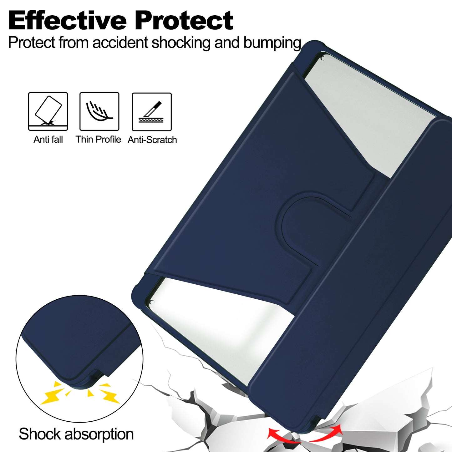 Tablet Case with Wireless Keyboard for Samsung Galaxy Tab S9+ , 360-Degree Rotating Stand PU Leather+Acrylic Cover