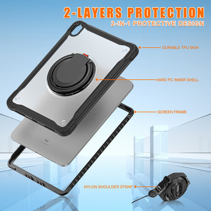 Shockproof Kickstand Case for iPad 10.9 (2022) PC+TPU Hand Strap Tablet Cover with Shoulder Strap