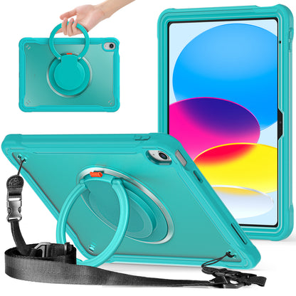 Shockproof Kickstand Case for iPad 10.9 (2022) PC+TPU Hand Strap Tablet Cover with Shoulder Strap