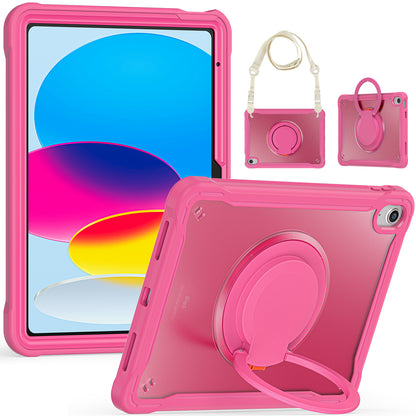 Shockproof Kickstand Case for iPad 10.9 (2022) PC+TPU Hand Strap Tablet Cover with Shoulder Strap