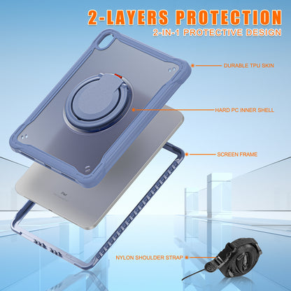 Shockproof Kickstand Case for iPad 10.9 (2022) PC+TPU Hand Strap Tablet Cover with Shoulder Strap