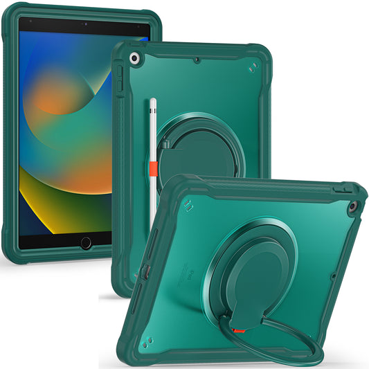 For iPad 10.2 (2019) / (2020) / (2021) PC+TPU Tablet Case Handle Grip Rotating Kickstand Cover