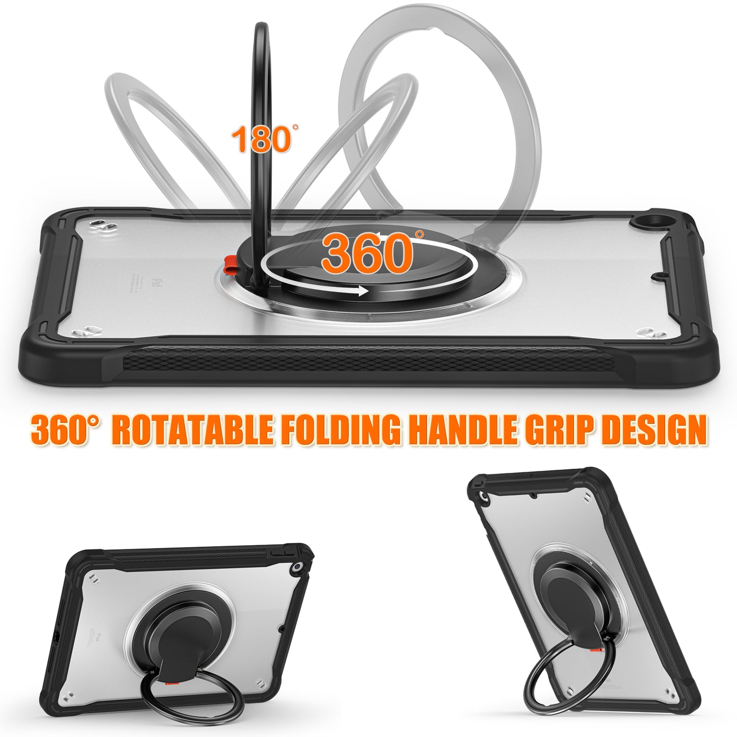 For iPad 10.2 (2019) / (2020) / (2021) PC+TPU Tablet Case Handle Grip Rotating Kickstand Cover