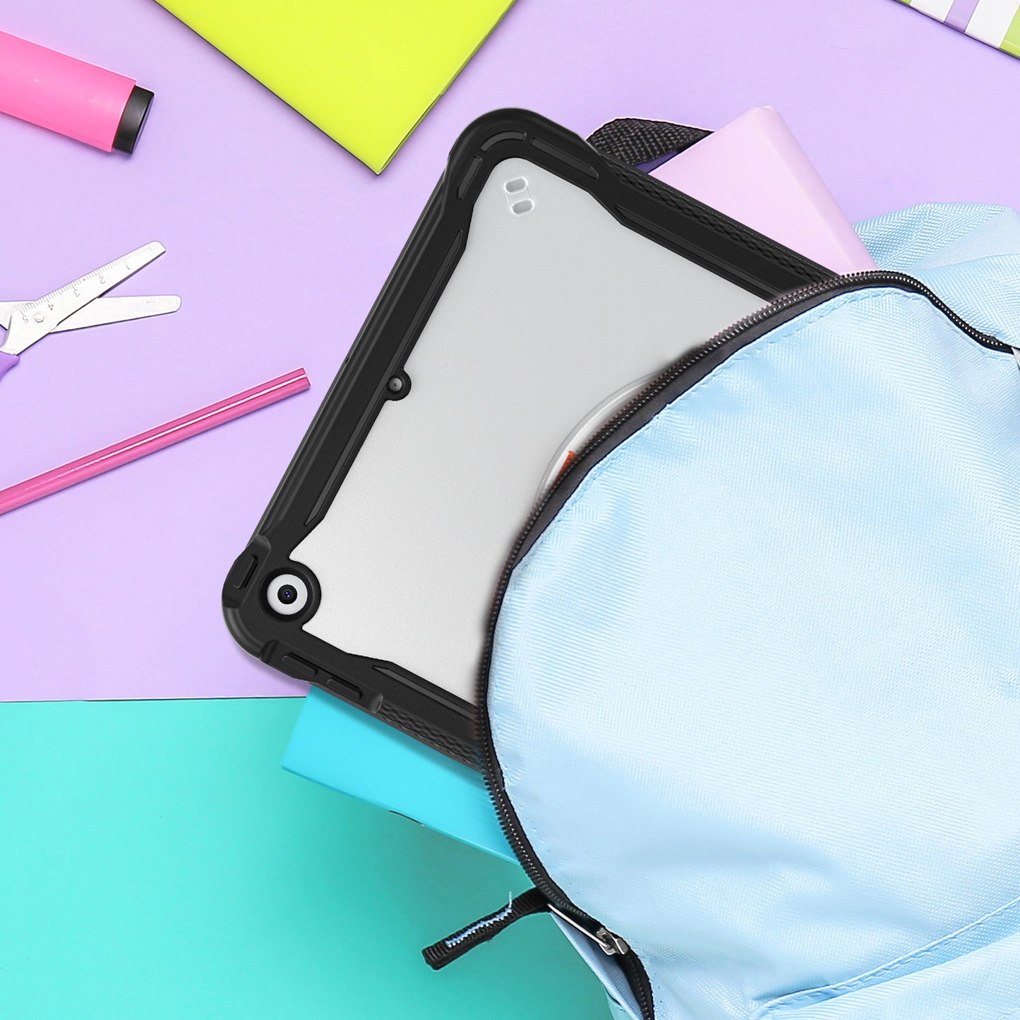 For iPad 10.2 (2019) / (2020) / (2021) PC+TPU Tablet Case Handle Grip Rotating Kickstand Cover