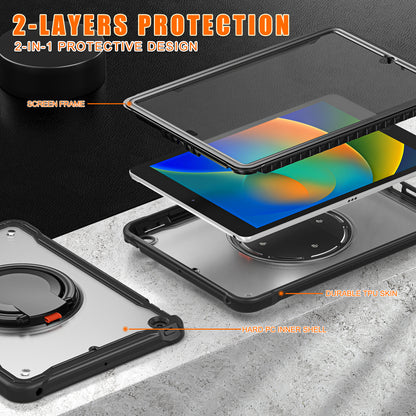 For iPad 10.2 (2019) / (2020) / (2021) PC+TPU Tablet Case Handle Grip Rotating Kickstand Cover