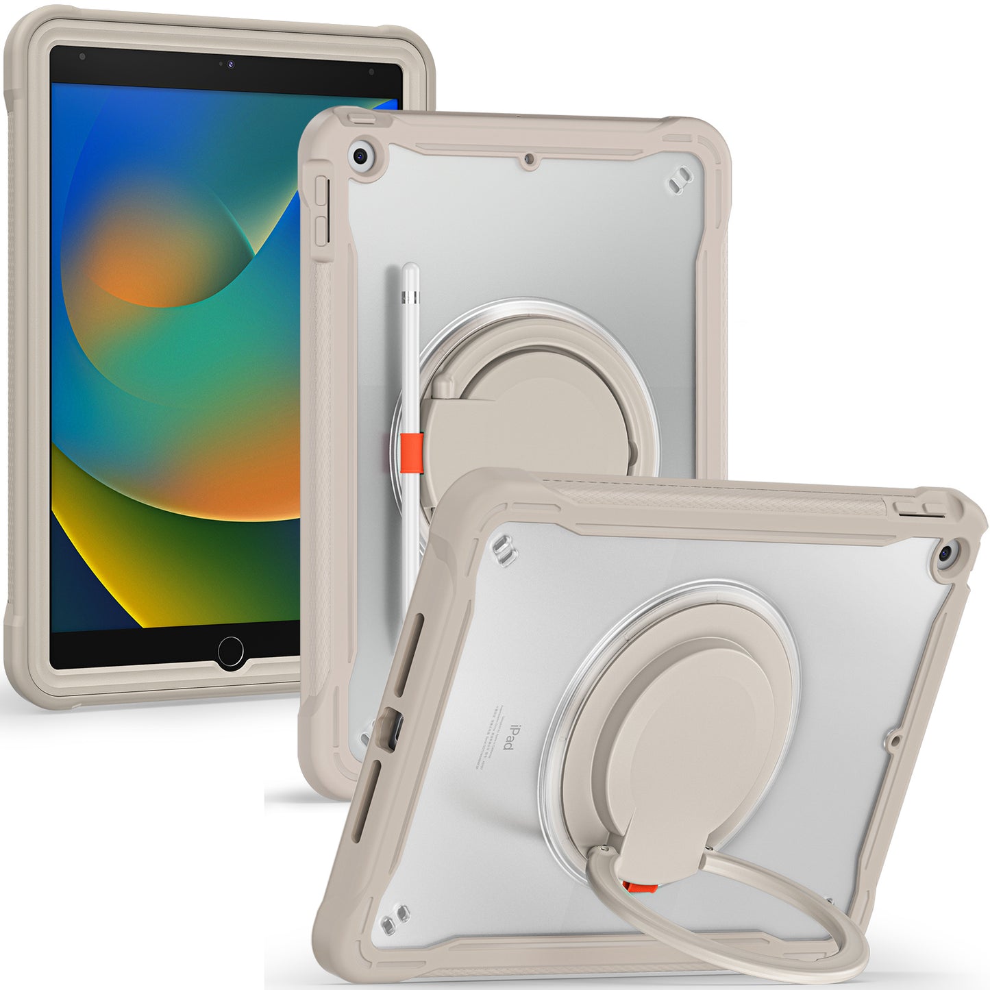For iPad 10.2 (2019) / (2020) / (2021) PC+TPU Tablet Case Handle Grip Rotating Kickstand Cover