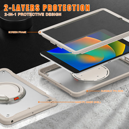 For iPad 10.2 (2019) / (2020) / (2021) PC+TPU Tablet Case Handle Grip Rotating Kickstand Cover