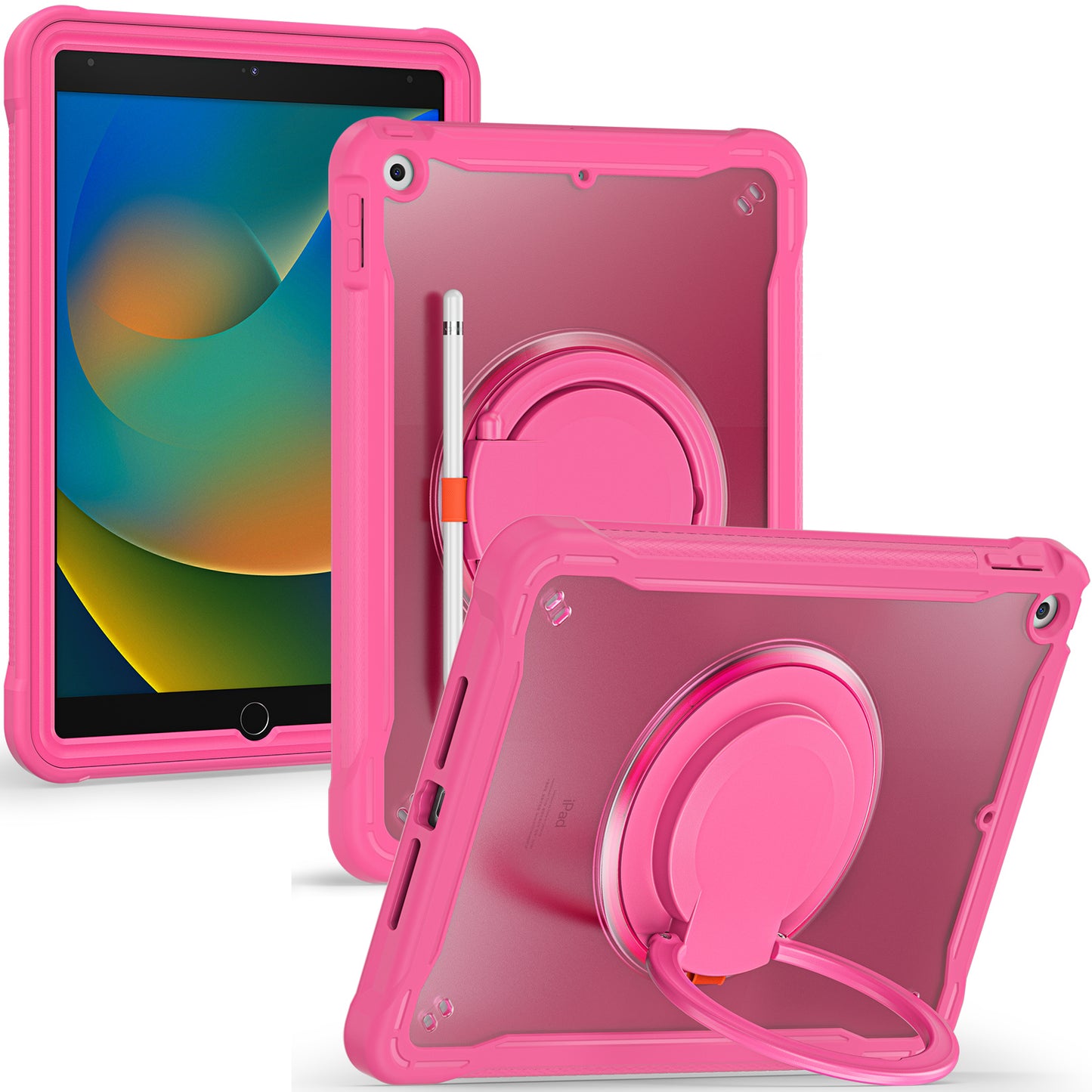 For iPad 10.2 (2019) / (2020) / (2021) PC+TPU Tablet Case Handle Grip Rotating Kickstand Cover
