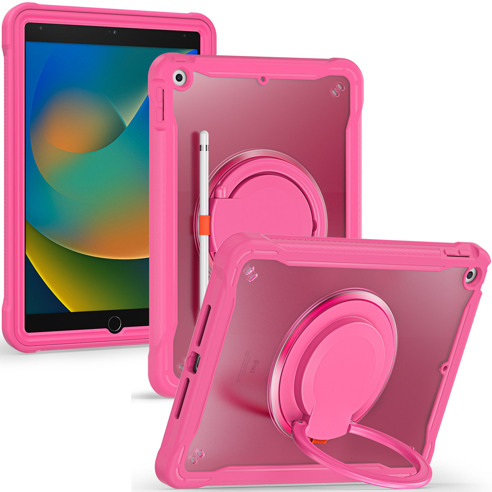 For iPad 10.2 (2019) / (2020) / (2021) PC+TPU Tablet Case Handle Grip Rotating Kickstand Cover