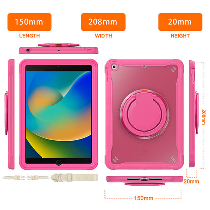 For iPad 10.2 (2019) / (2020) / (2021) PC+TPU Tablet Case Handle Grip Rotating Kickstand Cover