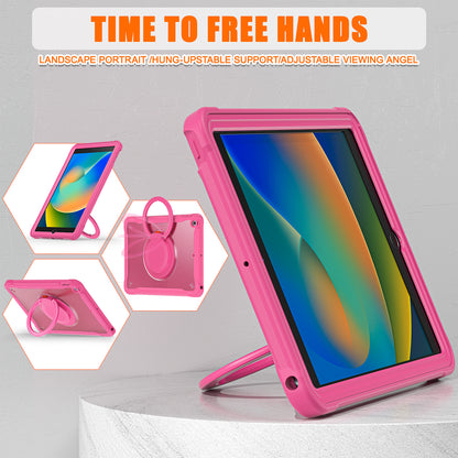 For iPad 10.2 (2019) / (2020) / (2021) PC+TPU Tablet Case Handle Grip Rotating Kickstand Cover