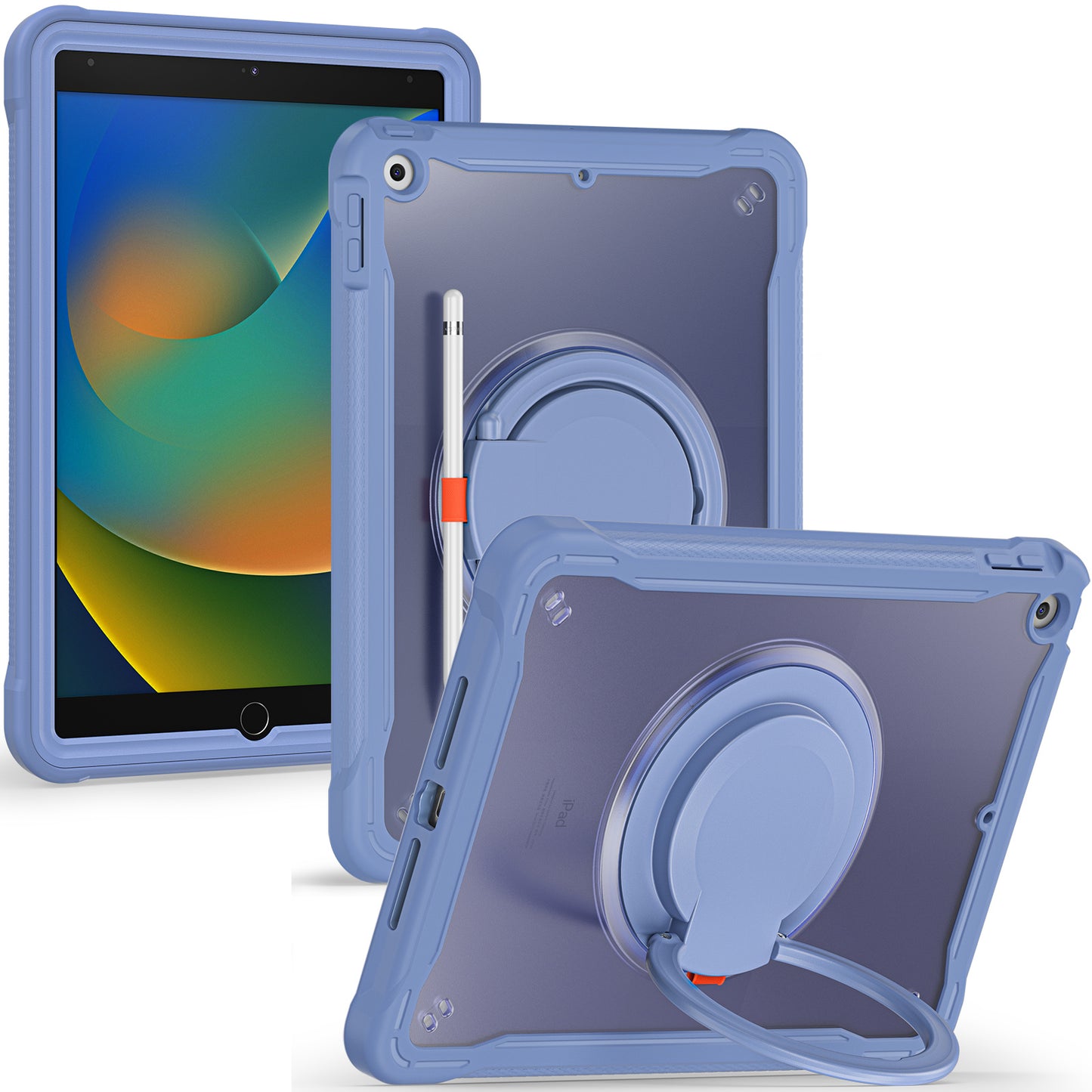 For iPad 10.2 (2019) / (2020) / (2021) PC+TPU Tablet Case Handle Grip Rotating Kickstand Cover