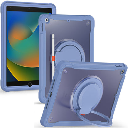 For iPad 10.2 (2019) / (2020) / (2021) PC+TPU Tablet Case Handle Grip Rotating Kickstand Cover