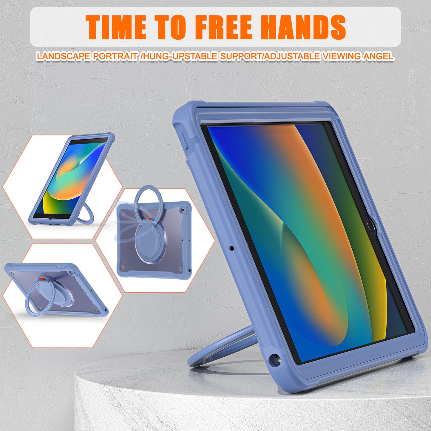 For iPad 10.2 (2019) / (2020) / (2021) PC+TPU Tablet Case Handle Grip Rotating Kickstand Cover