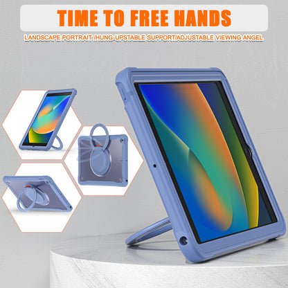 For iPad 10.2 (2019) / (2020) / (2021) PC+TPU Tablet Case Handle Grip Rotating Kickstand Cover