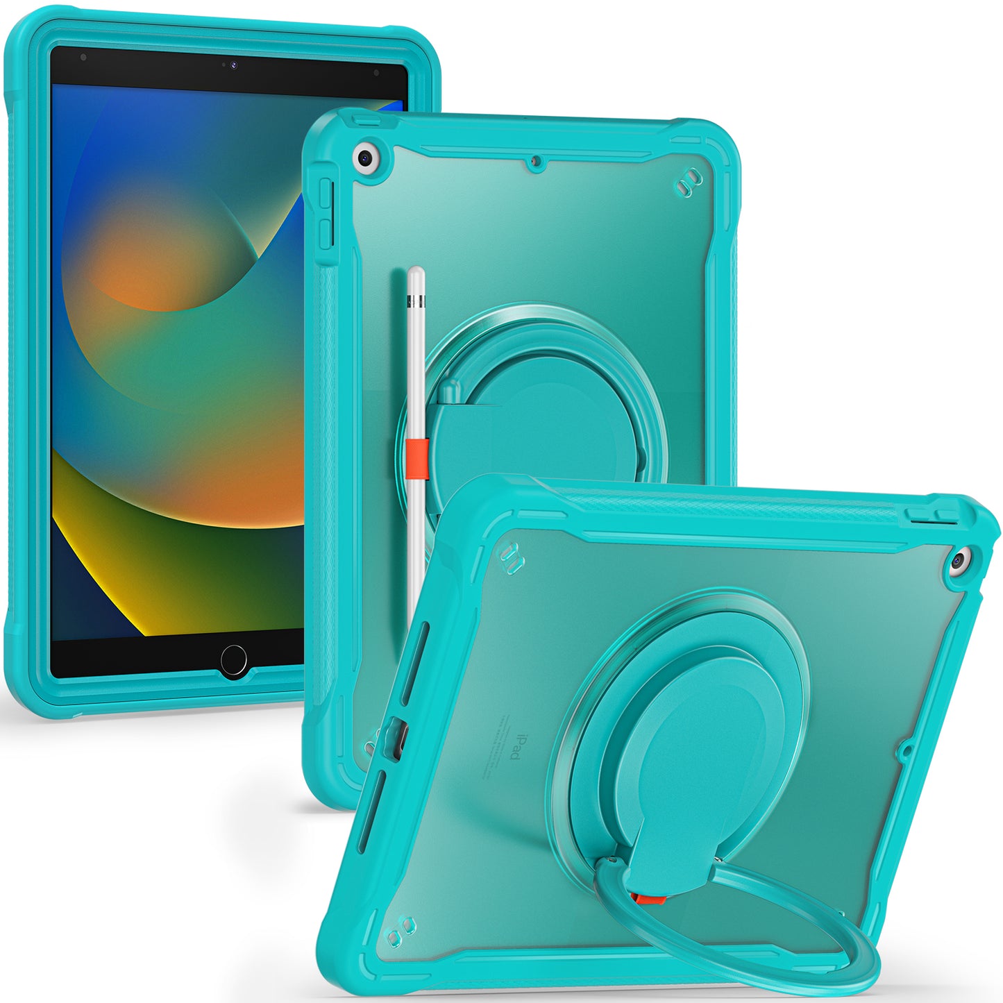For iPad 10.2 (2019) / (2020) / (2021) PC+TPU Tablet Case Handle Grip Rotating Kickstand Cover