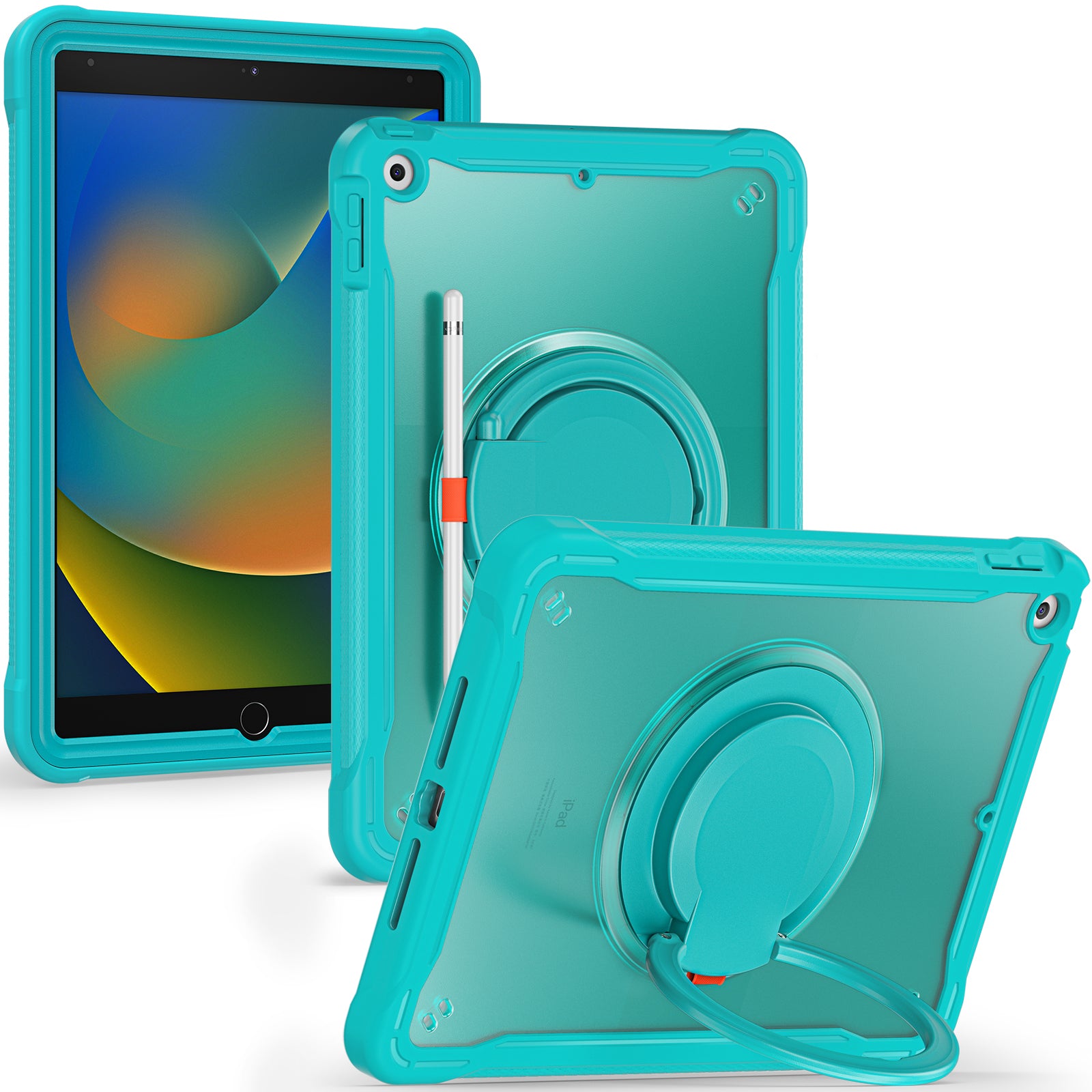 For iPad 10.2 (2019) / (2020) / (2021) PC+TPU Tablet Case Handle Grip Rotating Kickstand Cover