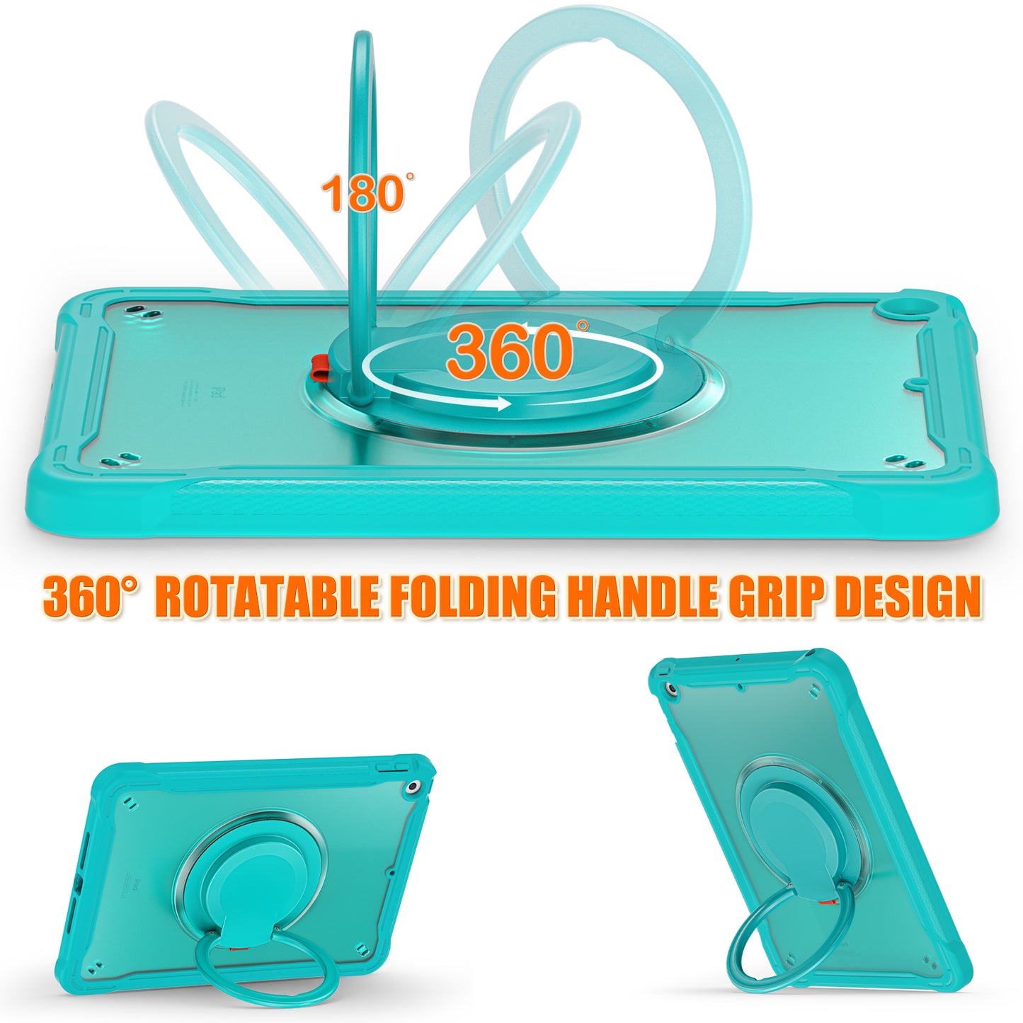 For iPad 10.2 (2019) / (2020) / (2021) PC+TPU Tablet Case Handle Grip Rotating Kickstand Cover
