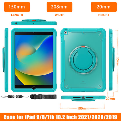 For iPad 10.2 (2019) / (2020) / (2021) PC+TPU Tablet Case Handle Grip Rotating Kickstand Cover