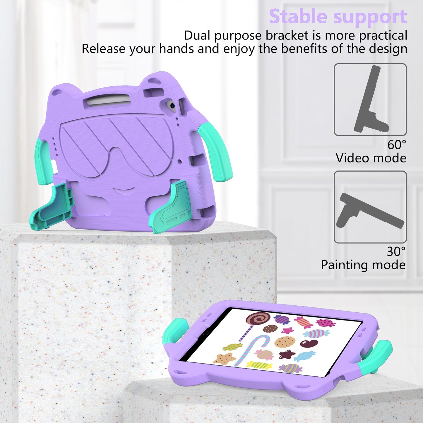 Tablet Case for iPad 10.2 (2021) / (2020) / (2019) / iPad Air 10.5 inch (2019) / Pro 10.5-inch (2017) EVA+PC Kickstand Cover