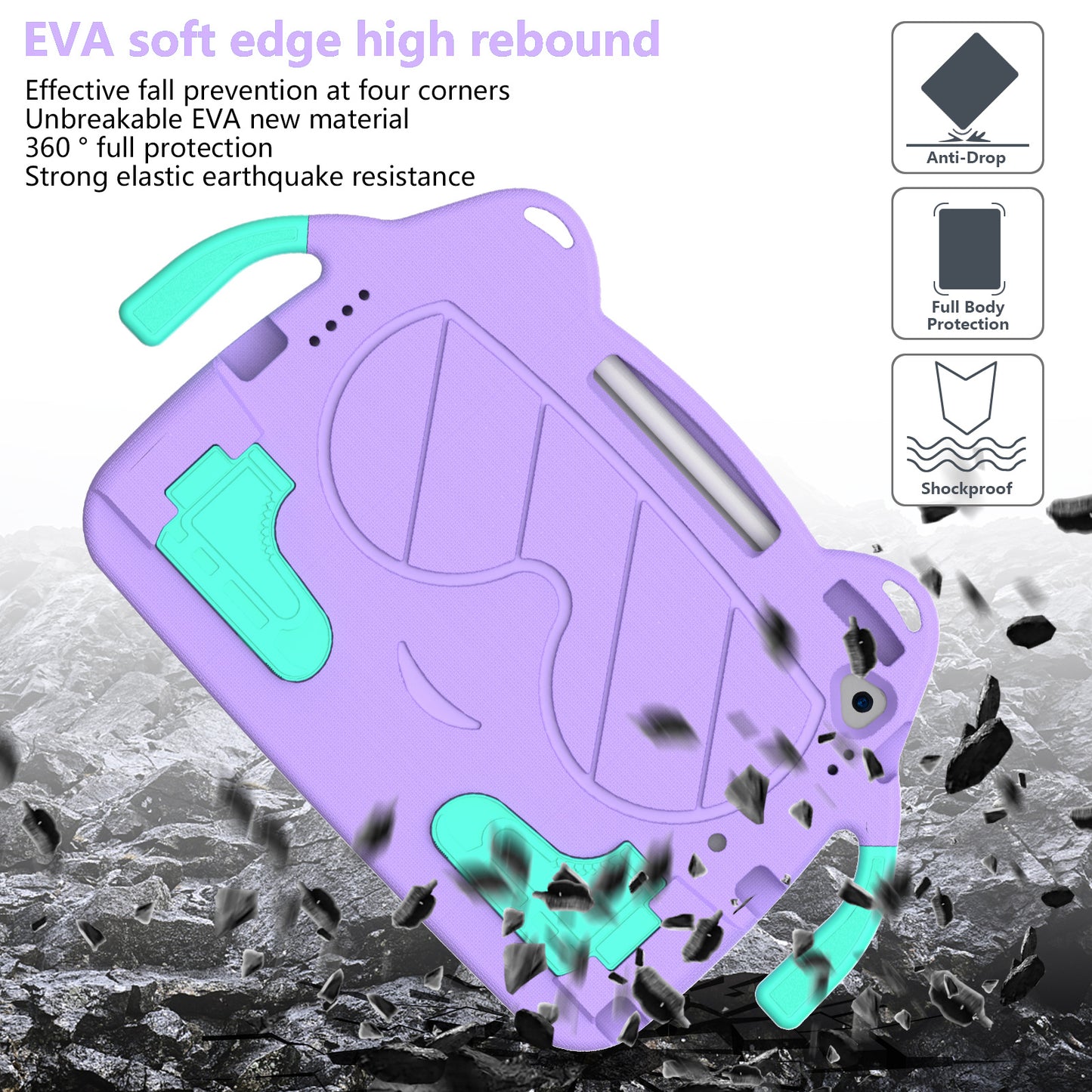 Tablet Case for iPad 10.2 (2021) / (2020) / (2019) / iPad Air 10.5 inch (2019) / Pro 10.5-inch (2017) EVA+PC Kickstand Cover