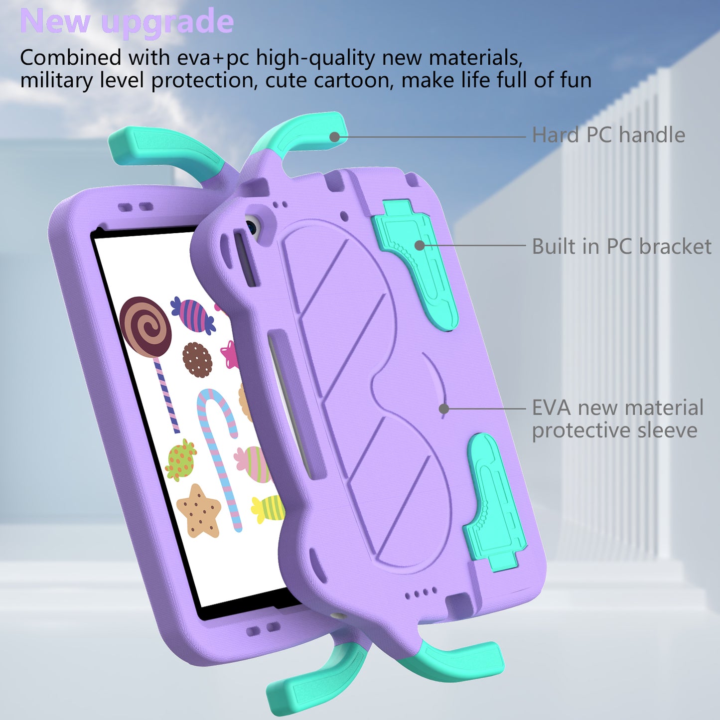 Tablet Case for iPad 10.2 (2021) / (2020) / (2019) / iPad Air 10.5 inch (2019) / Pro 10.5-inch (2017) EVA+PC Kickstand Cover