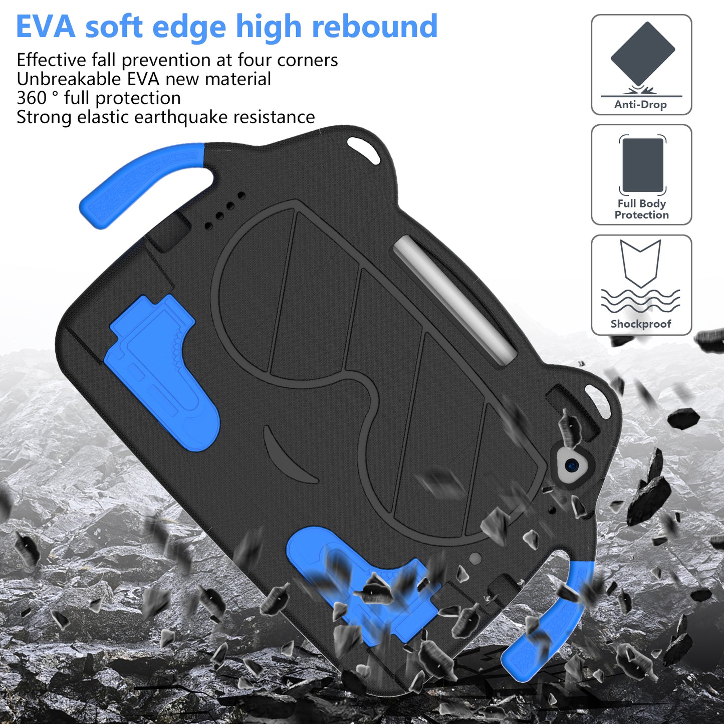 Tablet Case for iPad 10.2 (2021) / (2020) / (2019) / iPad Air 10.5 inch (2019) / Pro 10.5-inch (2017) EVA+PC Kickstand Cover