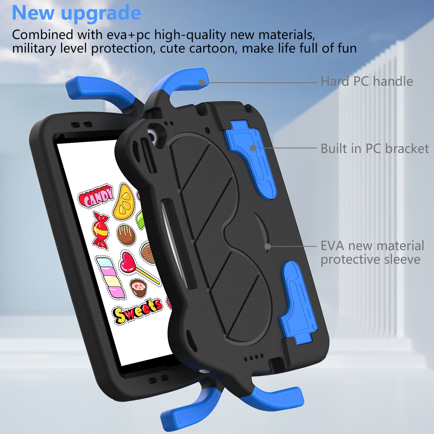Tablet Case for iPad 10.2 (2021) / (2020) / (2019) / iPad Air 10.5 inch (2019) / Pro 10.5-inch (2017) EVA+PC Kickstand Cover