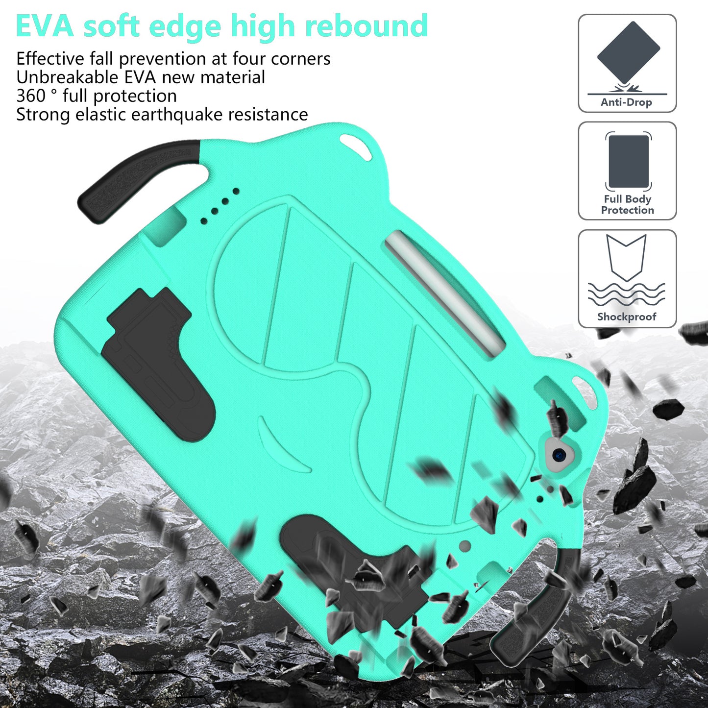 Tablet Case for iPad 10.2 (2021) / (2020) / (2019) / iPad Air 10.5 inch (2019) / Pro 10.5-inch (2017) EVA+PC Kickstand Cover