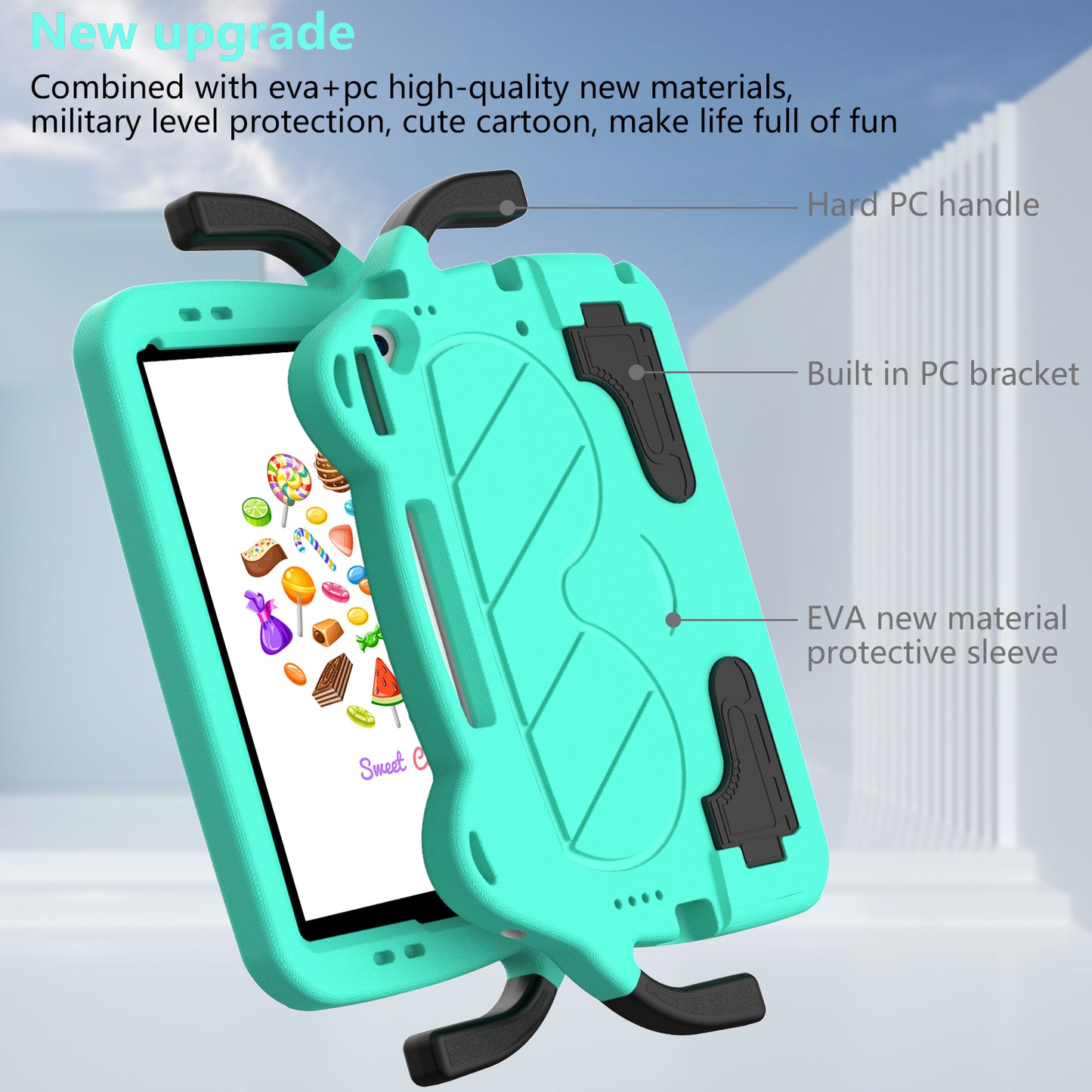 Tablet Case for iPad 10.2 (2021) / (2020) / (2019) / iPad Air 10.5 inch (2019) / Pro 10.5-inch (2017) EVA+PC Kickstand Cover