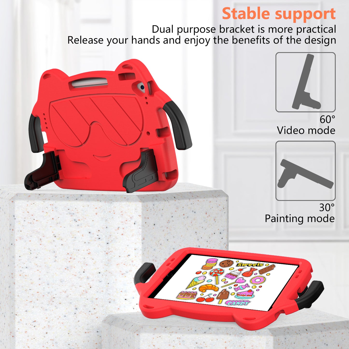 Tablet Case for iPad 10.2 (2021) / (2020) / (2019) / iPad Air 10.5 inch (2019) / Pro 10.5-inch (2017) EVA+PC Kickstand Cover